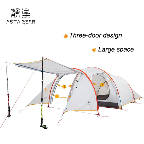 ASTA GEAR cloud layer ultralight 3 person tunnel tent outdoor climbing camping   four seasons tent 15D silicon coated