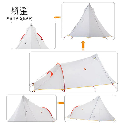 ASTA GEAR Hidden Mountain 1.5 person camping tent  Tunnel tower Tunnel tent Pyramid tent