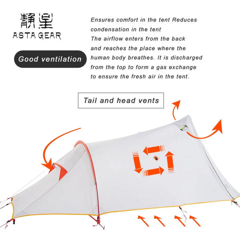 ASTA GEAR Hidden Mountain 1.5 person camping tent  Tunnel tower Tunnel tent Pyramid tent