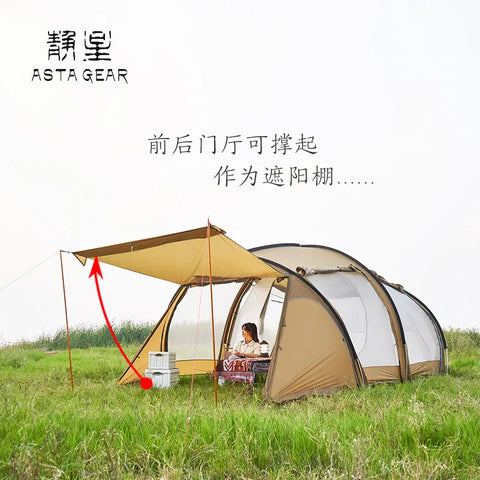 Astragear Cloud Smoke Silicone Oil Tent Family  6-8 People Camping Weatherproof Super Large Space