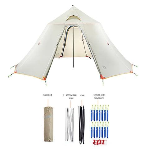 Asta Gear Mountain House Large Space Team activity and Ultrlight tent for six Persons camping pyramid tent without trekking pole