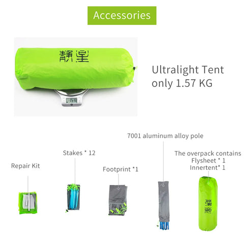 Asta Gear SKYLARKS 2persons Tent 20D Doubleside silicone Windproof Rainproof and UL tent