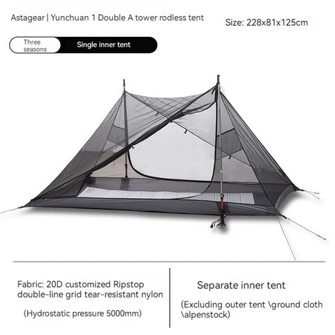 ASTA GEAR Yun Chuan double-sided silicon-coated double A pyramid 15D nylon rodless camping hiking outdoor tent