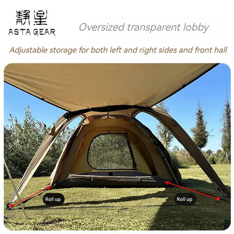 Yunduan3 Outdoor foldable portable family camping tent, one bedroom, one living room, lightweight cycling and motorcycle tent