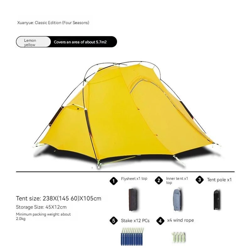 ASTA GEAR XuanYue Outdoor camping, hiking, rain and snow proof double pole self-supporting tent