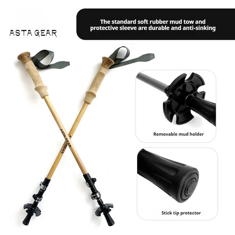 AstaGear Bamboo Mountaineering Trekking Pole Ultra Light Telescopic Wand for Men and Women Outdoor Hiking Aluminum Alloy