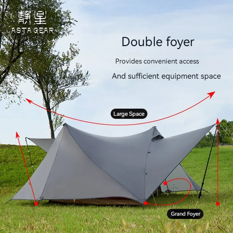 ASTA GEAR Yun Chuan double-sided silicon-coated double A pyramid 15D nylon rodless camping hiking outdoor tent