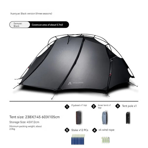 ASTA GEAR XuanYue Outdoor camping, hiking, rain and snow proof double pole self-supporting tent